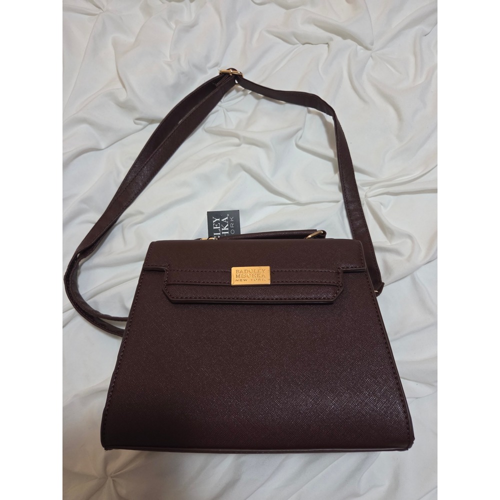 Badgley Mischka New York Burgundy Saffiano Crossbody Bag Gold Hardware NWT